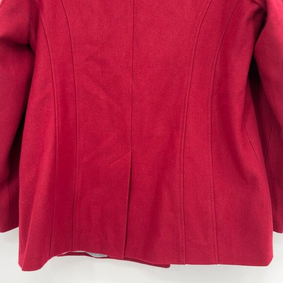 Steve Madden Red Wool Blend Double-Breasted Peacoat Jacket Women’s Size L - Picture 8 of 14